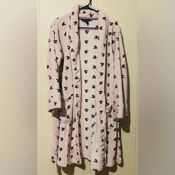 Tommy Hilfiger Women’s Small Heart Logo Pink Robe - Picture 2 of 4